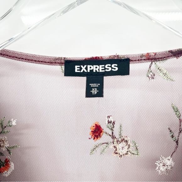 Express Mesh Floral Embroidered Bodysuit XS - Picture 5 of 6